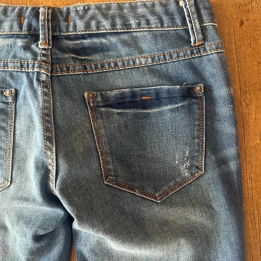 Free People Distressed Skinny Jeans W25 | Mid Rise Stretch Medium Wash - Picture 11 of 12